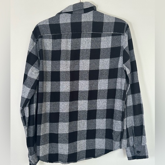 American Eagle Mens Medium Flannel Shirt Black Gray Plaid Button Front LS - Picture 5 of 5